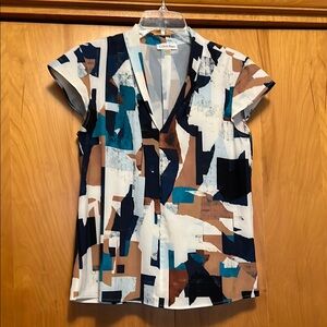 Calvin Klein Abstract Pattern Blouse Work Essential Size Medium